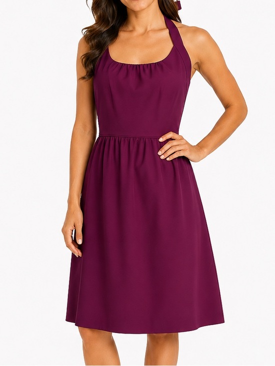 J. Crew Dresses & Skirts - J. Crew plum-colored halter-neck fit and flare dress
